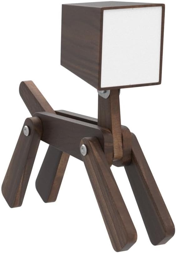 Super Cute Wood Dog Table Lamp for Room Bedroom Bedside, Walnut