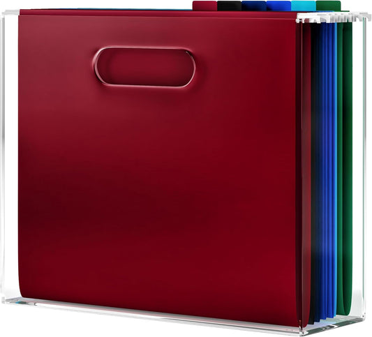 File Organizer for Desk - This Acrylic Storage Box is great for Office Organization - Its Modern Acrylic Magazine Holder makes a Great Gift for Home/Work Space