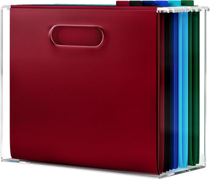 File Organizer for Desk - This Acrylic Storage Box is great for Office Organization - Its Modern Acrylic Magazine Holder makes a Great Gift for Home/Work Space