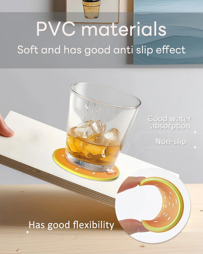 Cute Hamburger Coasters for Drinks, Funny Non-Slip Silicone Coasters