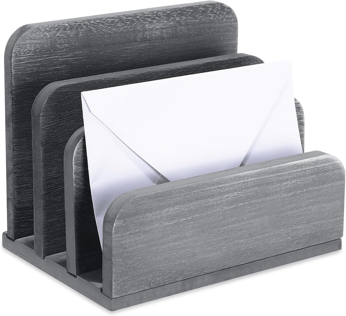 Wooden Mail Organizer 3 Slots Mail Holder, Dark Brown