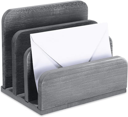 Wooden Mail Organizer 3 Slots Mail Holder, Dark Brown
