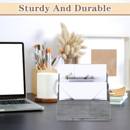 Wooden Mail Organizer 3 Slots Mail Holder, Dark Brown