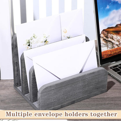 Wooden Mail Organizer 3 Slots Mail Holder, Dark Brown