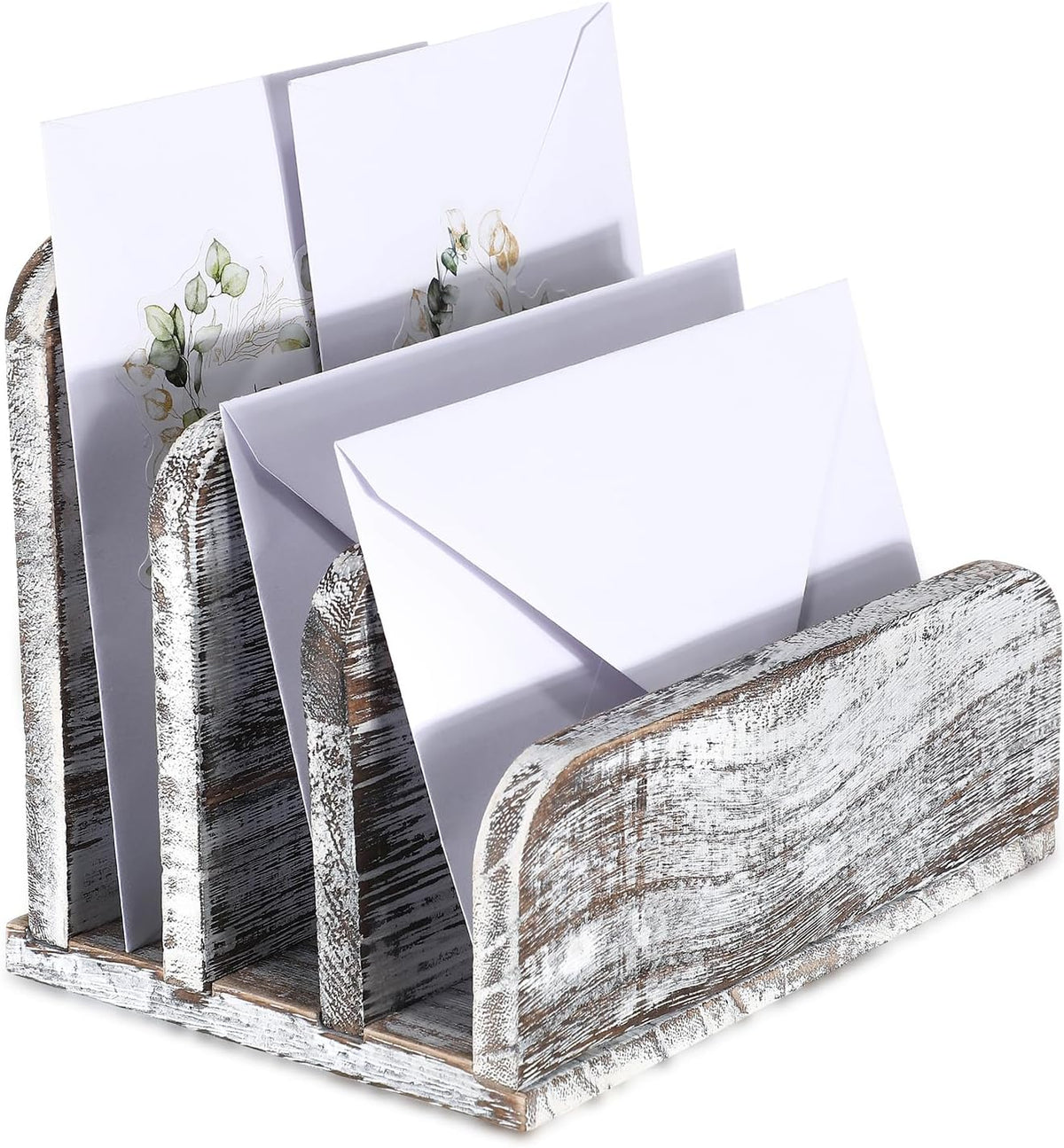 Wooden Mail Organizer 3 Slots Mail Holder, Dark Brown