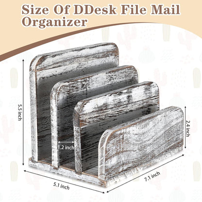 Wooden Mail Organizer 3 Slots Mail Holder, Dark Brown