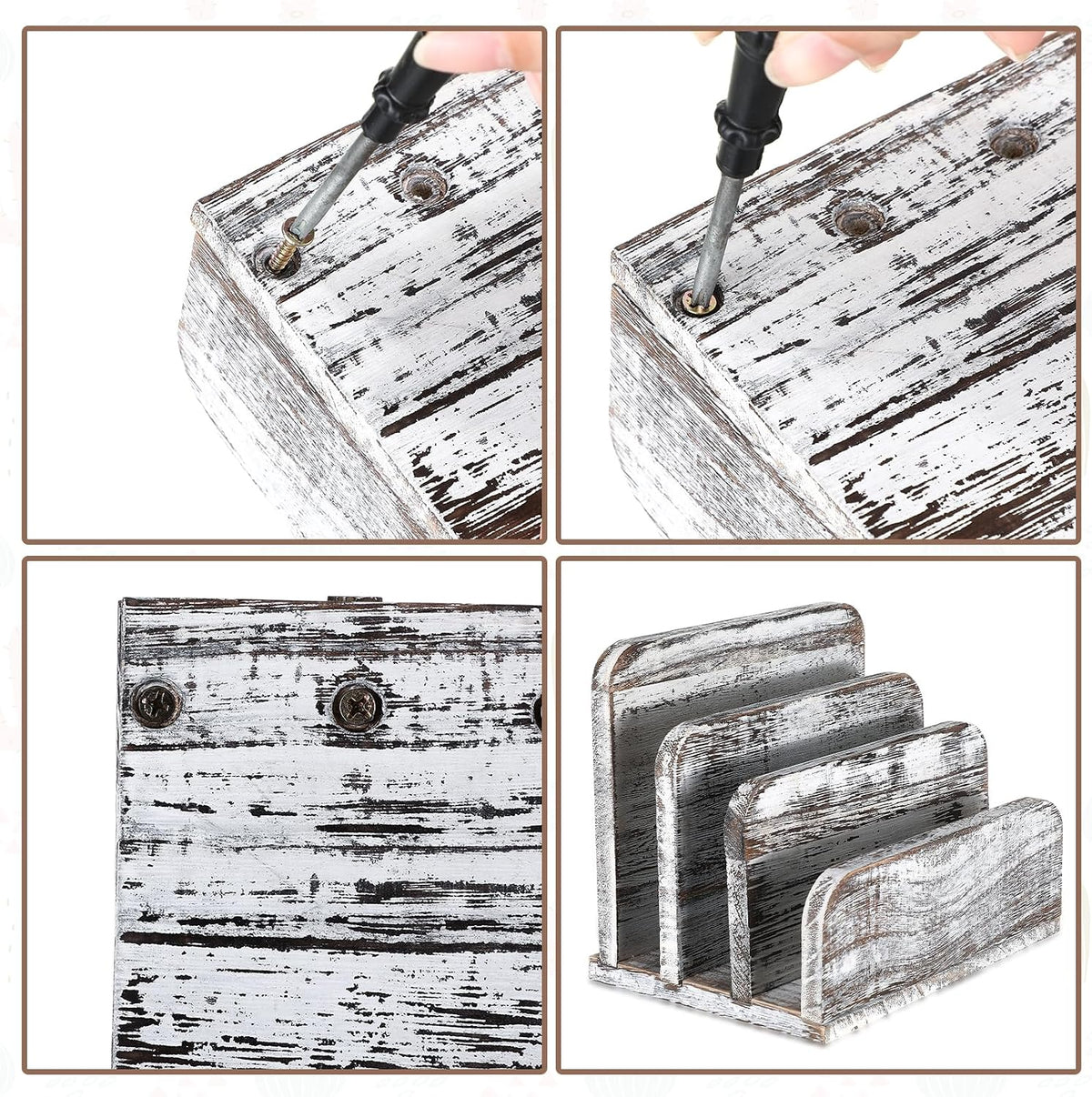Wooden Mail Organizer 3 Slots Mail Holder, Dark Brown