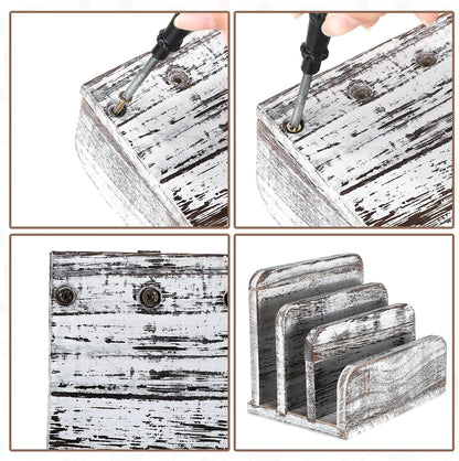 Wooden Mail Organizer 3 Slots Mail Holder, Dark Brown