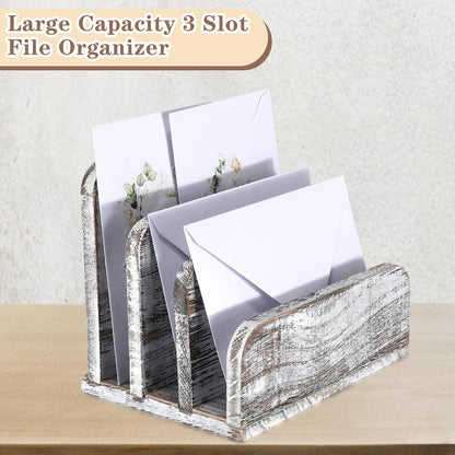 Wooden Mail Organizer 3 Slots Mail Holder, Dark Brown