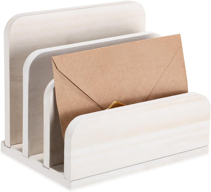 Wooden Mail Organizer 3 Slots Mail Holder, Dark Brown