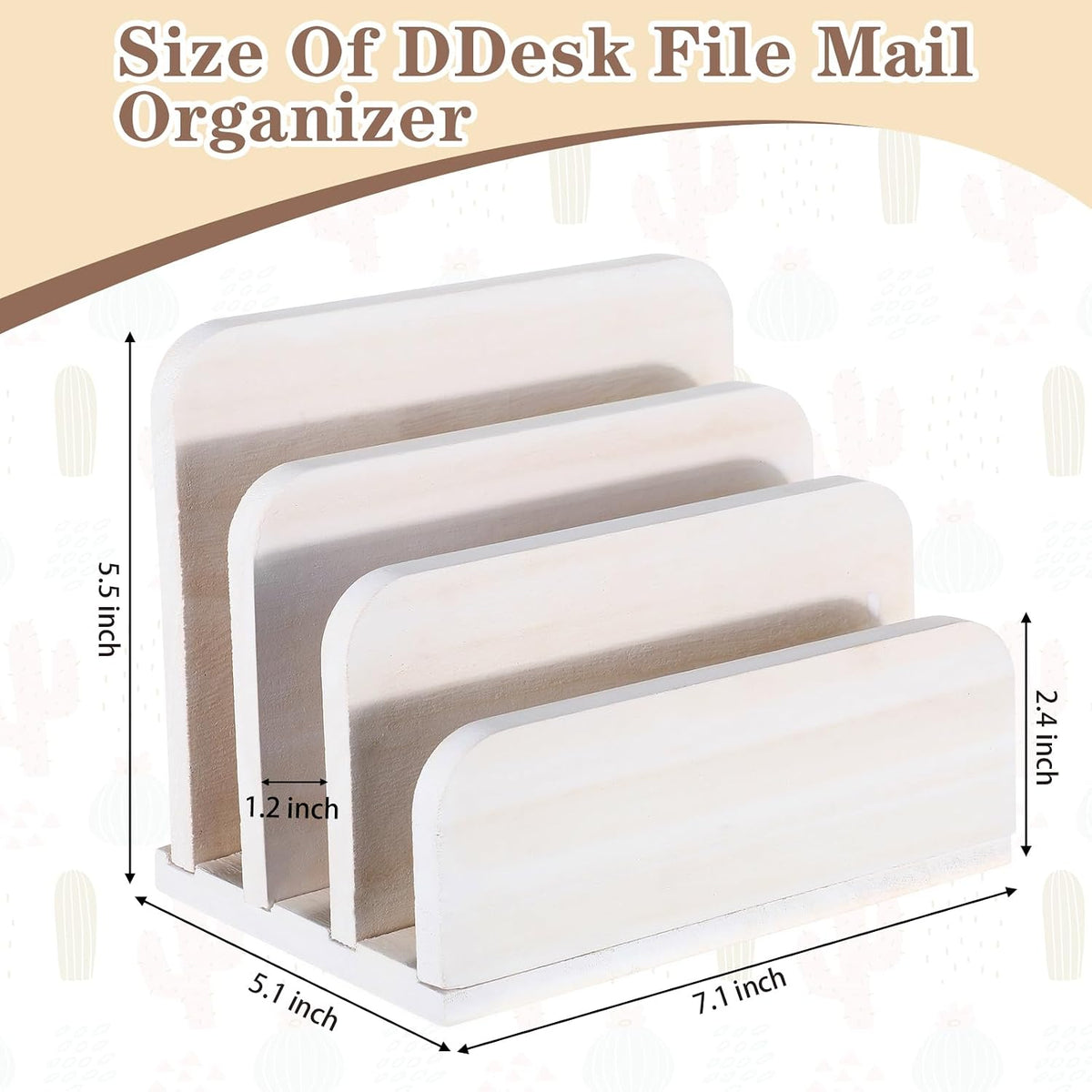 Wooden Mail Organizer 3 Slots Mail Holder, Dark Brown