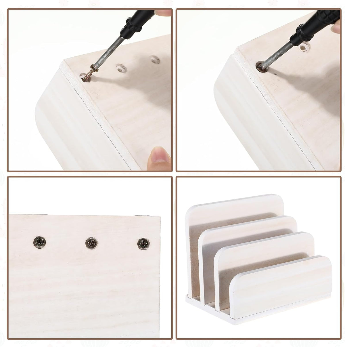 Wooden Mail Organizer 3 Slots Mail Holder, Dark Brown