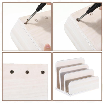 Wooden Mail Organizer 3 Slots Mail Holder, Dark Brown