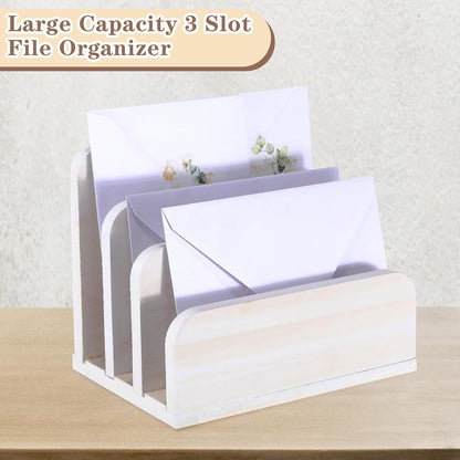 Wooden Mail Organizer 3 Slots Mail Holder, Dark Brown