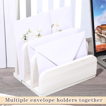 Wooden Mail Organizer 3 Slots Mail Holder, Dark Brown