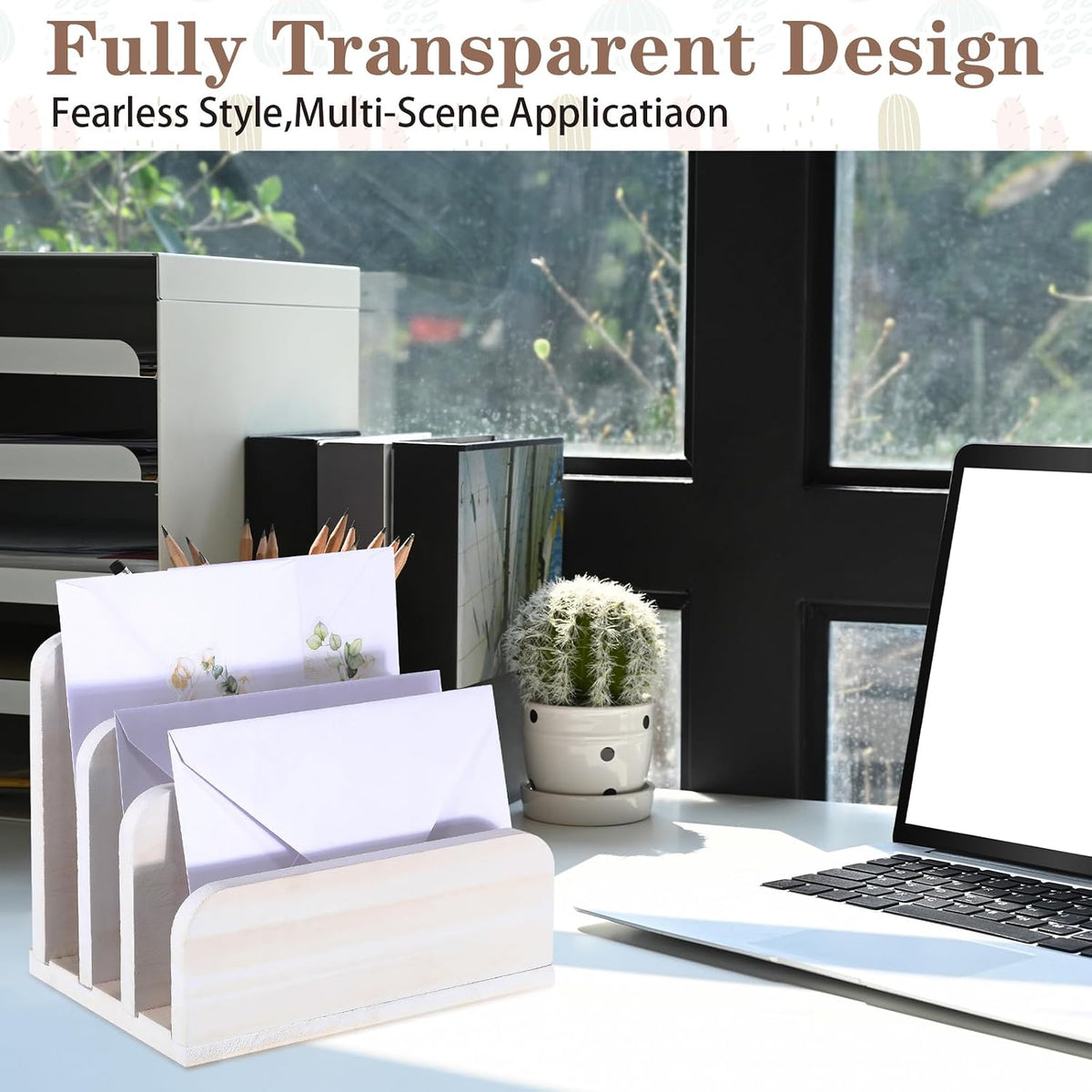 Wooden Mail Organizer 3 Slots Mail Holder, Dark Brown
