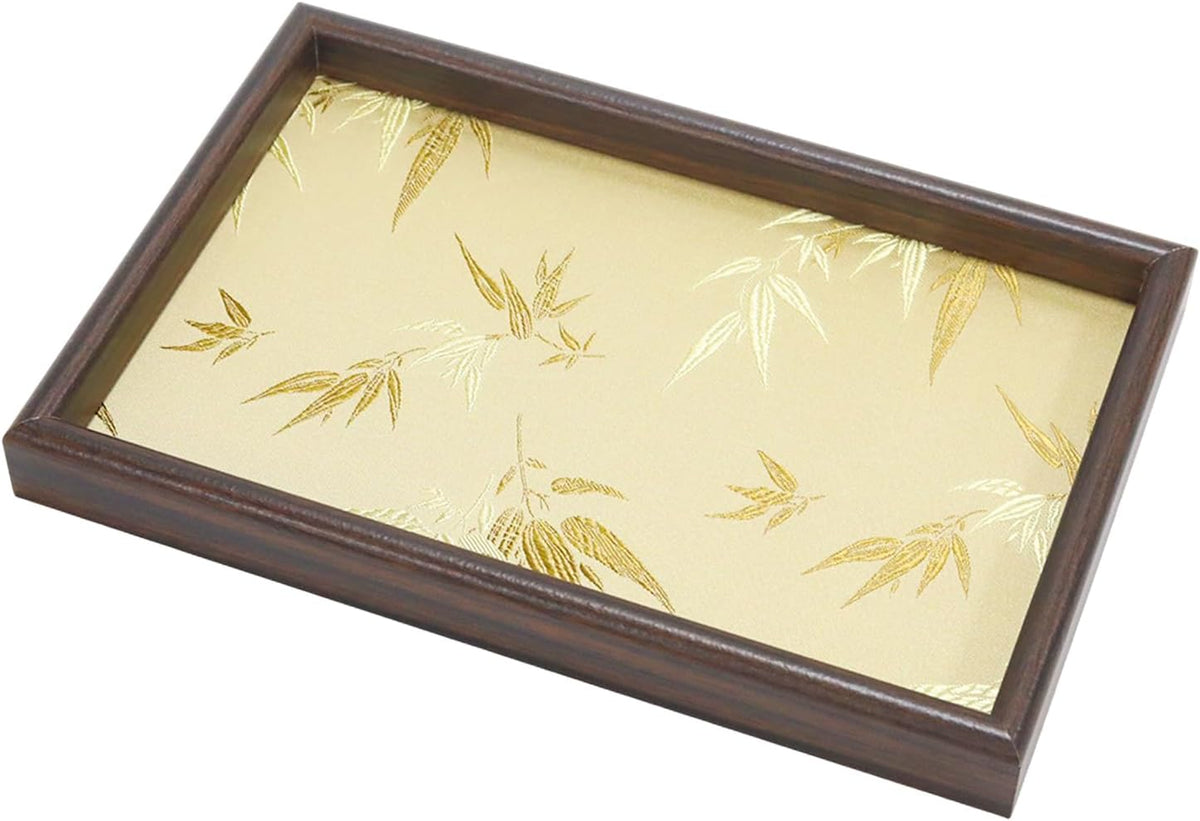 Wooden Valet Tray with Leather Base, Boho 11.8x7.9