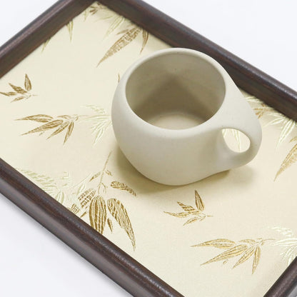 Wooden Valet Tray with Leather Base, Boho 11.8x7.9