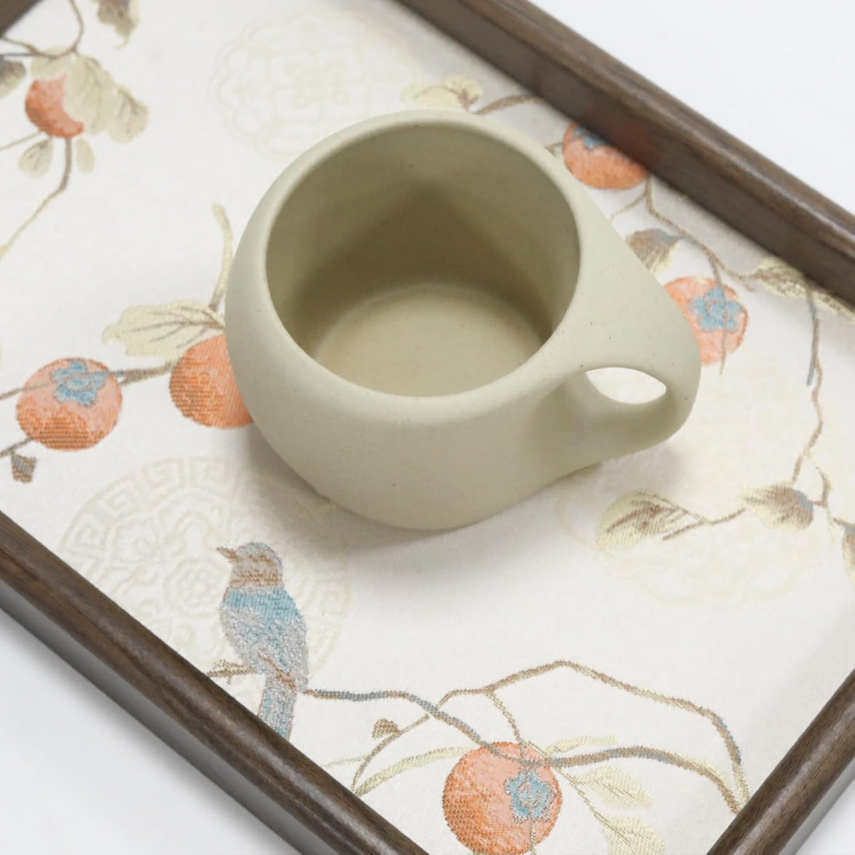 Wooden Valet Tray with Leather Base, Boho 11.8x7.9