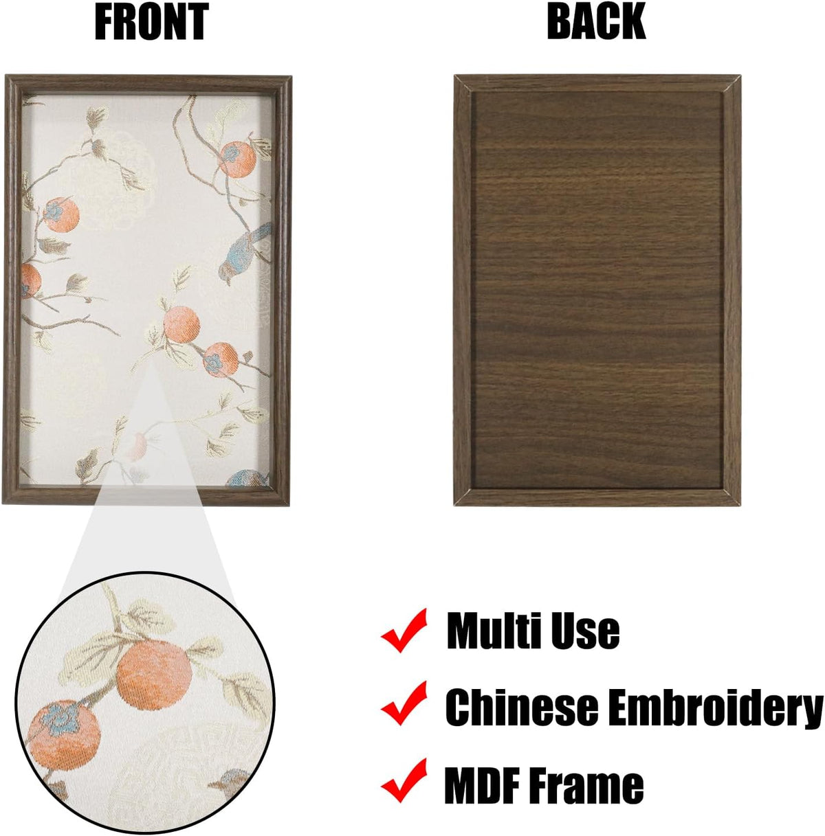 Wooden Valet Tray with Leather Base, Boho 11.8x7.9