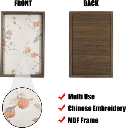 Wooden Valet Tray with Leather Base, Boho 11.8x7.9