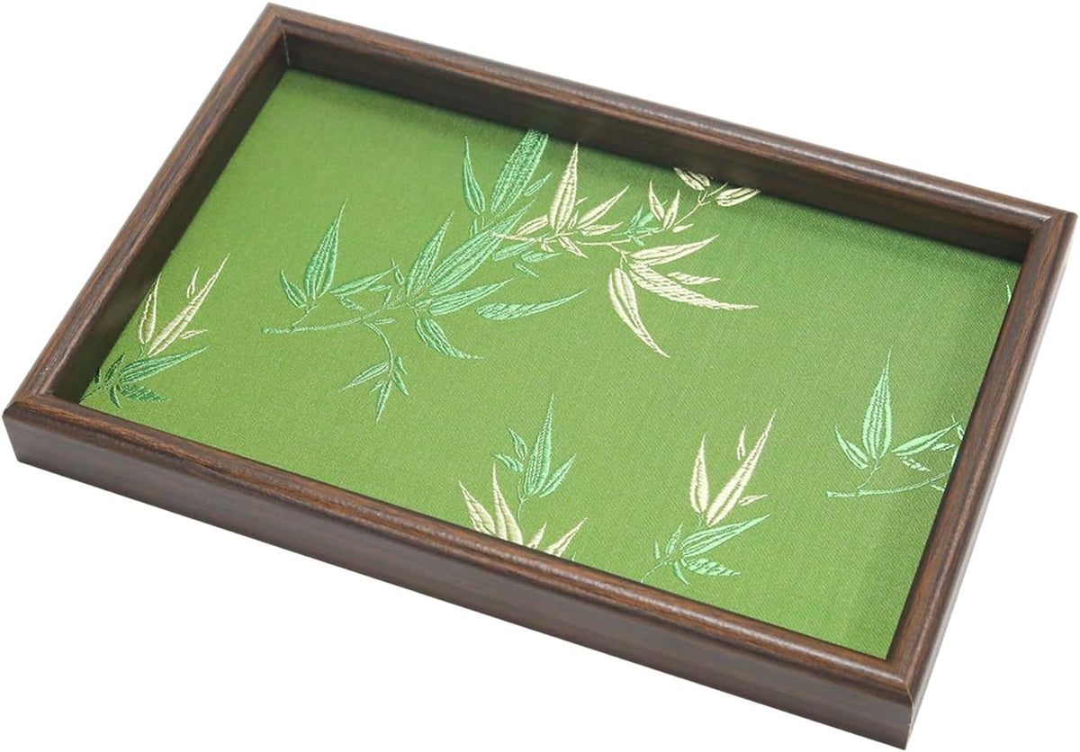 Wooden Valet Tray with Leather Base, Boho 11.8x7.9