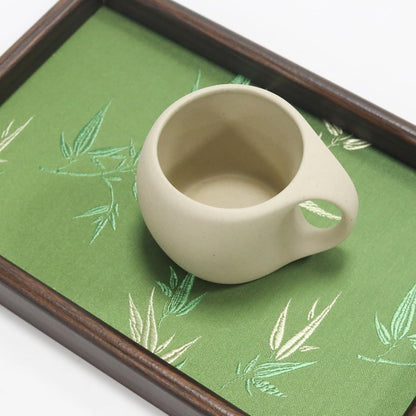 Wooden Valet Tray with Leather Base, Boho 11.8x7.9