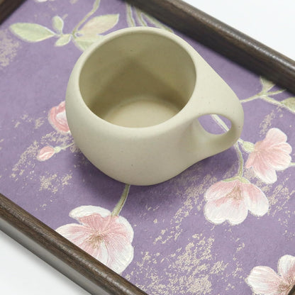 Wooden Valet Tray with Leather Base, Boho 11.8x7.9