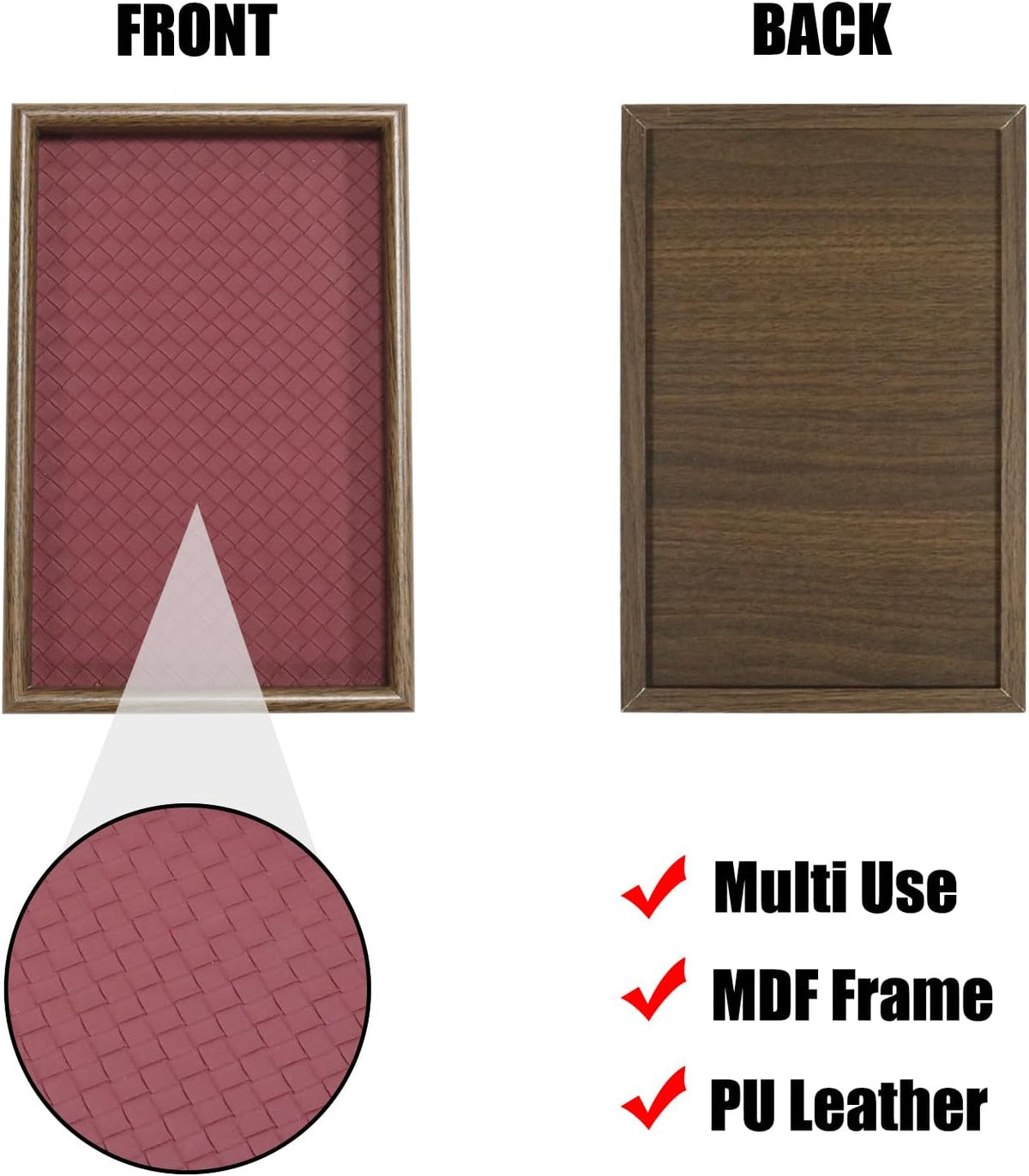 Wooden Valet Tray with Leather Base, Boho 11.8x7.9