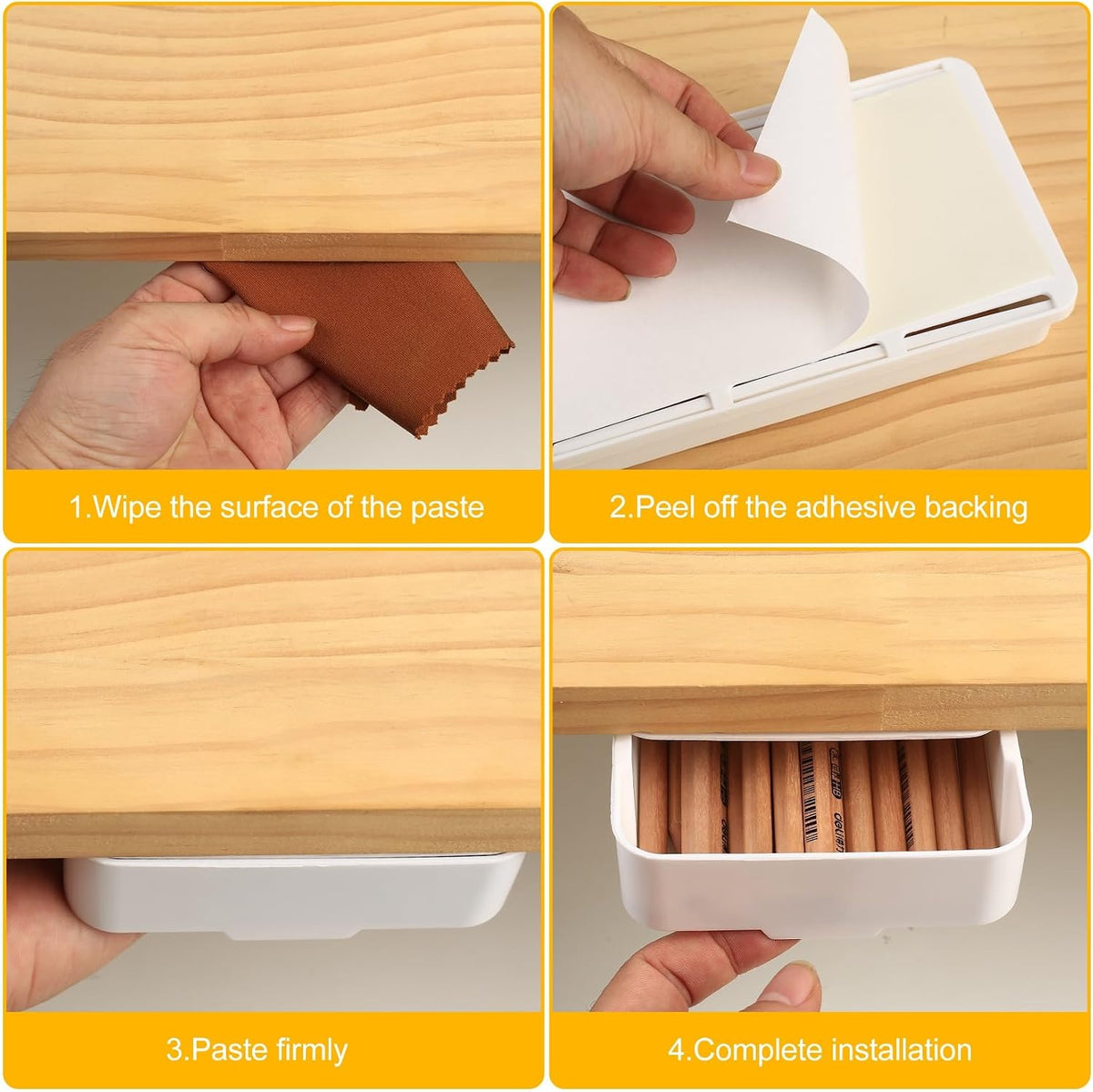 2pcs Under Desk Drawers - Self-Adhesive Hidden Undermount,under desk drawer