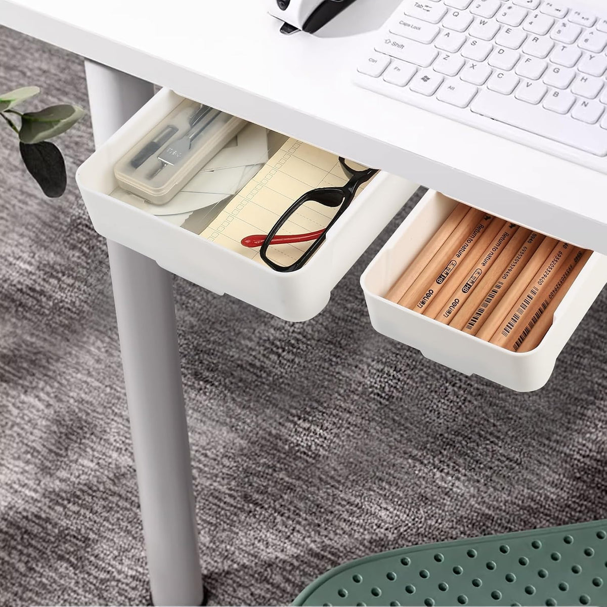 2pcs Under Desk Drawers - Self-Adhesive Hidden Undermount,under desk drawer