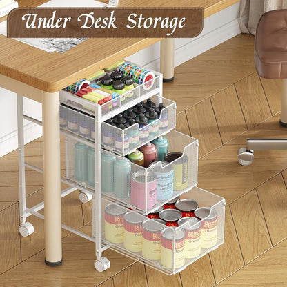 Rolling Utility Cart with 3 Drawers, Craft Organizer and Storage with DIY Divider, Lockable Wheels, Multi-Functional Storage for Art Supplies, Store for Brushes & Paints & Small Parts(Patent Pending)