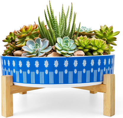 Succulent Pots, 11 Inch Large Plant Pots Ceramic Bonsai Pots with Drainage