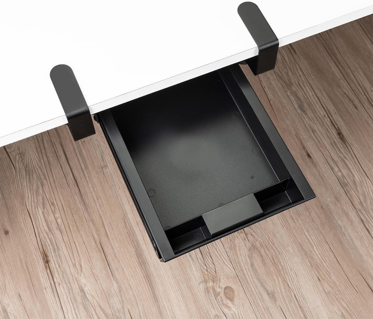 EHO Under Desk Slide-Out Storage Drawer, Small 11.7"x8.2" Pull-Out Organizer with Smooth Sliding Rail, Adjustable C-Clamp Mount, Black Tray for Home Office & Standing Desk