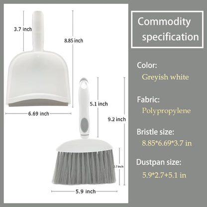 Dust pan, Small Broom and Dustpan Set, Mini Dustpan and Brush Set, Small Hand Broom with Dust Pan for Desk Table Cat Litter - Compact Hand Broom for Kitchen Counter Crumbs, RV Living Essentials (Gray)