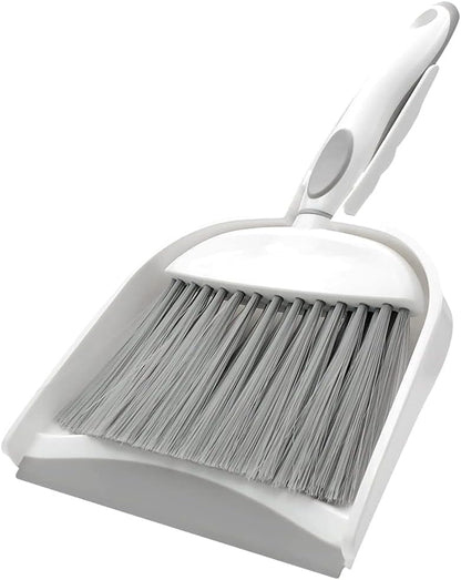 Dust pan, Small Broom and Dustpan Set, Mini Dustpan and Brush Set, Small Hand Broom with Dust Pan for Desk Table Cat Litter - Compact Hand Broom for Kitchen Counter Crumbs, RV Living Essentials (Gray)
