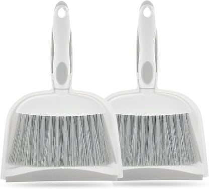 Dust pan, Small Broom and Dustpan Set, Mini Dustpan and Brush Set, Small Hand Broom with Dust Pan for Desk Table Cat Litter - Compact Hand Broom for Kitchen Counter Crumbs, RV Living Essentials (Gray)