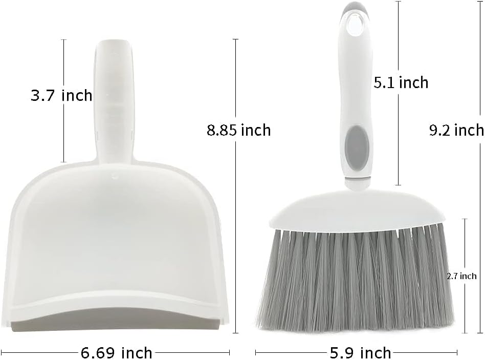 Dust pan, Small Broom and Dustpan Set, Mini Dustpan and Brush Set, Small Hand Broom with Dust Pan for Desk Table Cat Litter - Compact Hand Broom for Kitchen Counter Crumbs, RV Living Essentials (Gray)