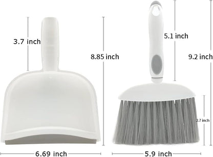 Dust pan, Small Broom and Dustpan Set, Mini Dustpan and Brush Set, Small Hand Broom with Dust Pan for Desk Table Cat Litter - Compact Hand Broom for Kitchen Counter Crumbs, RV Living Essentials (Gray)