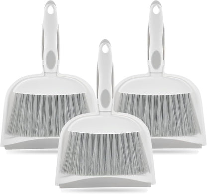 Dust pan, Small Broom and Dustpan Set, Mini Dustpan and Brush Set, Small Hand Broom with Dust Pan for Desk Table Cat Litter - Compact Hand Broom for Kitchen Counter Crumbs, RV Living Essentials (Gray)