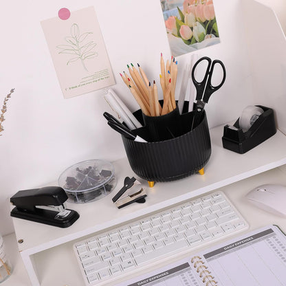 Pink Desk Accessories 11Pcs with Rotating Pen Holder for Desk