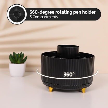 Pink Desk Accessories 11Pcs with Rotating Pen Holder for Desk