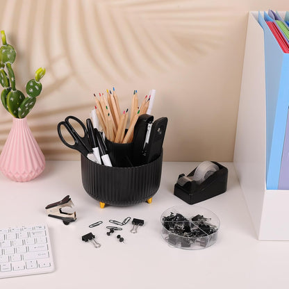 Pink Desk Accessories 11Pcs with Rotating Pen Holder for Desk