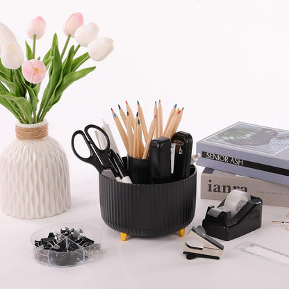 Pink Desk Accessories 11Pcs with Rotating Pen Holder for Desk