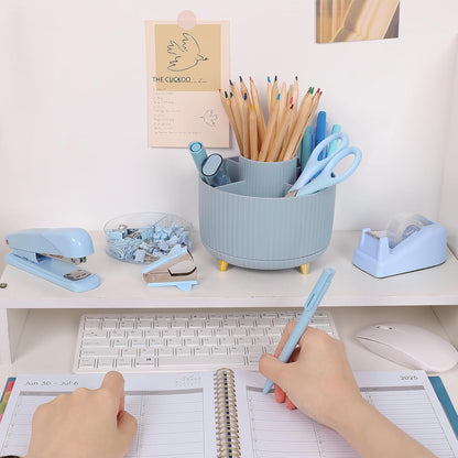 Pink Desk Accessories 11Pcs with Rotating Pen Holder for Desk