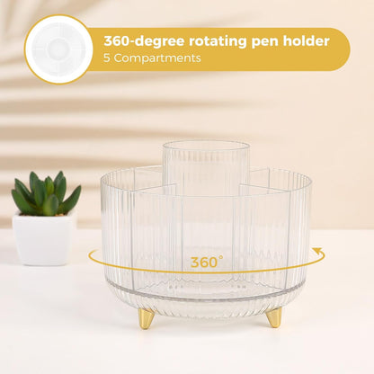 Pink Desk Accessories 11Pcs with Rotating Pen Holder for Desk