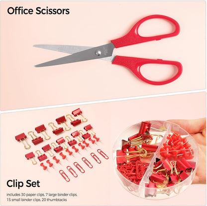 Pink Desk Accessories 11Pcs with Rotating Pen Holder for Desk