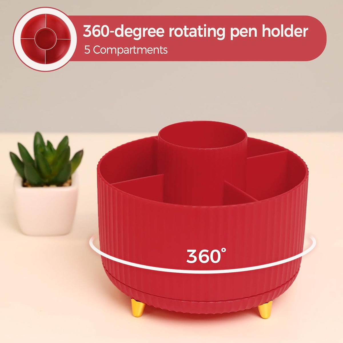 Pink Desk Accessories 11Pcs with Rotating Pen Holder for Desk