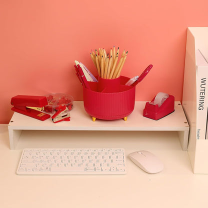Pink Desk Accessories 11Pcs with Rotating Pen Holder for Desk