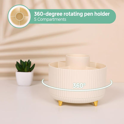 Pink Desk Accessories 11Pcs with Rotating Pen Holder for Desk